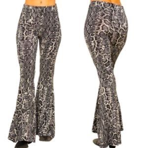 Show Me Your MuMu Snake Print Flare Pants - Gray